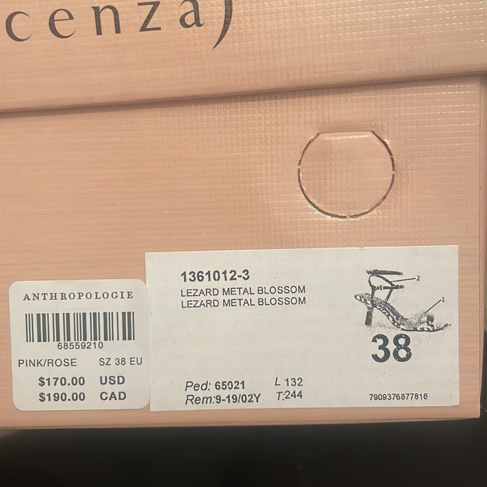 Vicenza for Anthropologie Strappy Metallic heels Pink New sandal size 38EU 7.5US - Picture 5 of 8